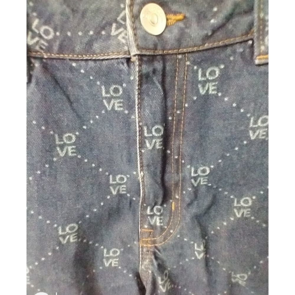 H&M DIVIDED Women's Dark Blue Denim" LOVE"βJean Shorts Sizeβ12 - Picture 4 of 13
